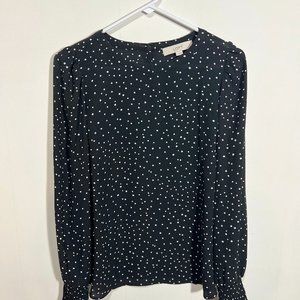 Elevate Your Casual Chic: Loft Black Polka Dot Swing Shirt | Size Medium